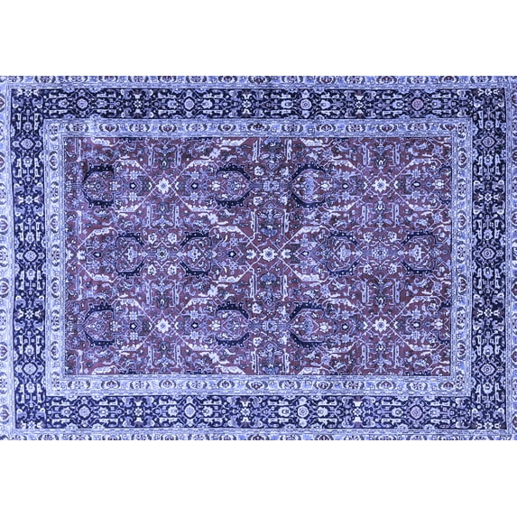 Ahgly Company Machine Washable Indoor Rectangle Persian Blue Traditional Area Rugs, 4' x 6'