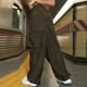 thumbnail image 4 of Gibobby Pantalones cargo para mujer 2023 Pantalones cargo Mujer Ropa holgada de ajuste relajado Pantalones negros Cintura alta Cremallera Cintura delgada(Marrón,CH), 4 of 5