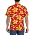 thumbnail image 3 of Bixox Men's Red Vintage Flowers Printed Short Sleeve Skinny Athletic T-Shirt, 3 of 6