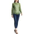 thumbnail image 3 of MODA NOVA Juniors Crochet Lace See Through Floral Ruffle Neck Blouse Green-1 M, 3 of 7
