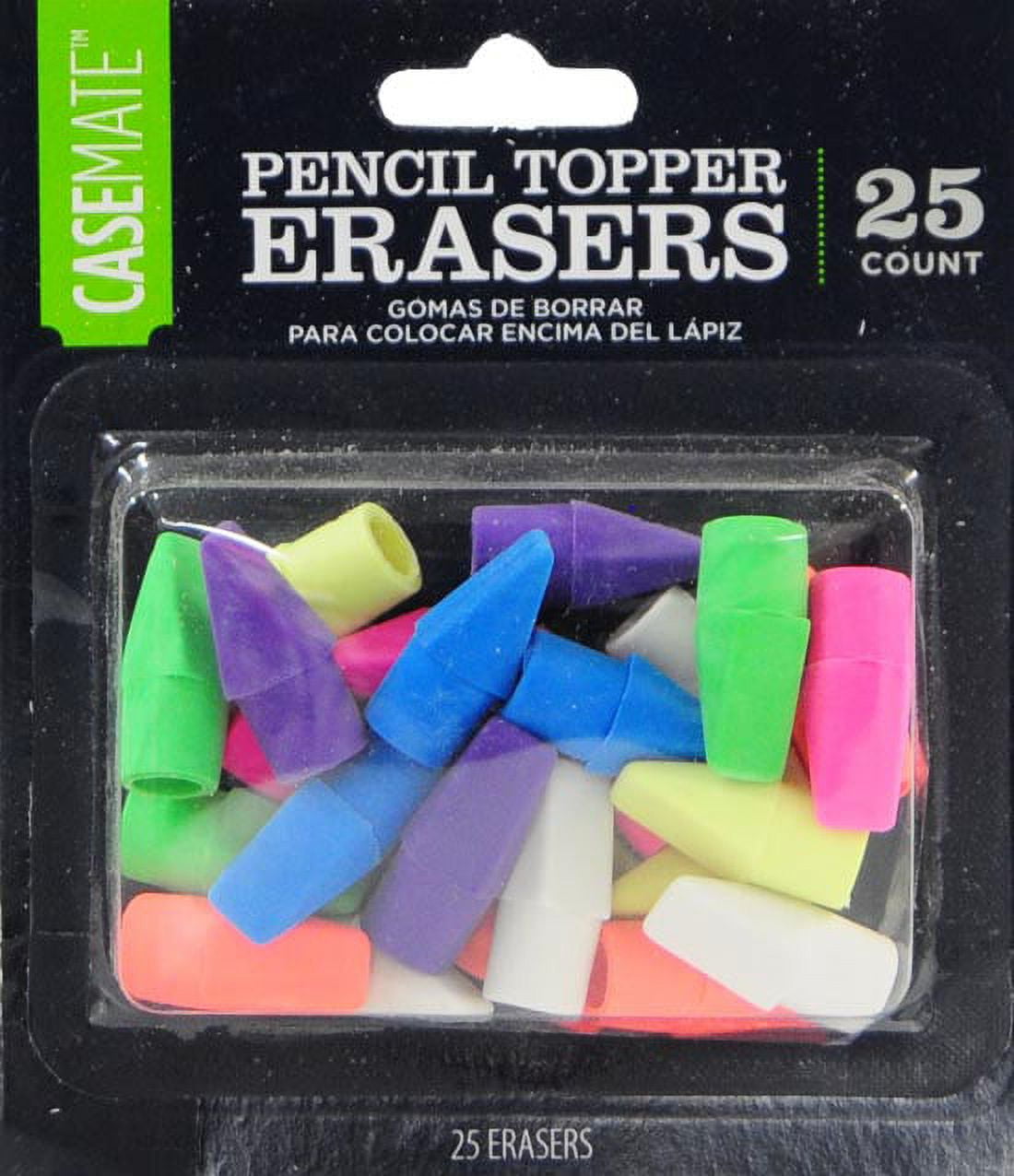 Pencil Cap Erasers, Assorted, 25 Count