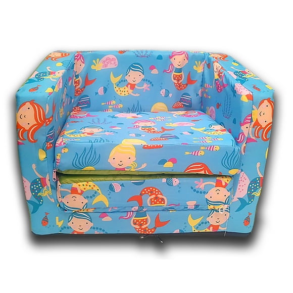 Converticama Infantil De Espuma De Poliuretano Niño/niña La Fabrica de Espuma  Sirena Azul Cielo