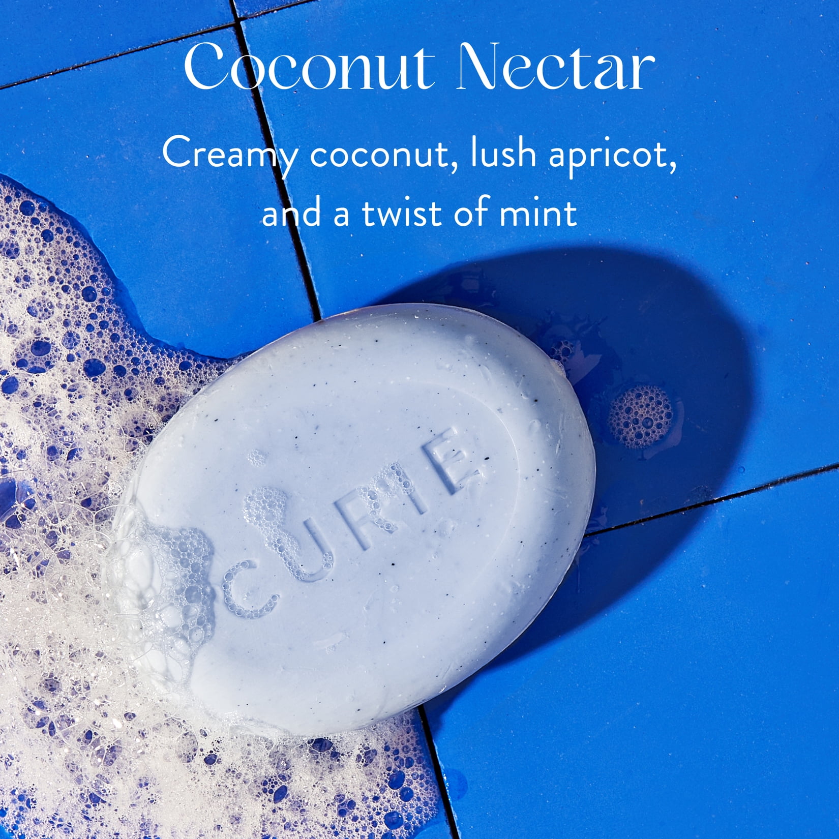 (3 pack) Curie Exfoliating Body Wash Bar Soap, Coconut Nectar, for Men and Women, 3.5 oz