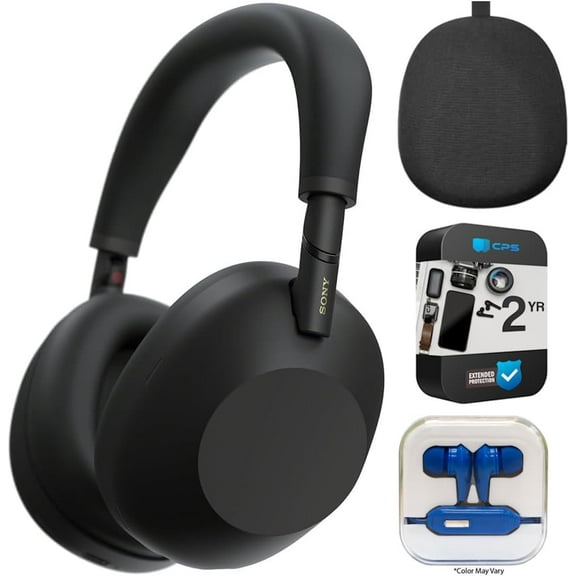 Sony WH-1000XM6 Best Wireless Noise Canceling Headphones, Black Bundle with 2 YR CPS Enhanced Protection Pack, In-Ear Headphone