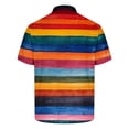 thumbnail image 4 of ZCFZJW Men's Classic Fit 100% Cotton Soft Short Sleeve Colorful Stripe Print Polo Shirt Big and Tall Regular Fit Casual Button up V Neck Henley Shirts Tops Multicolor#05 S, 4 of 4