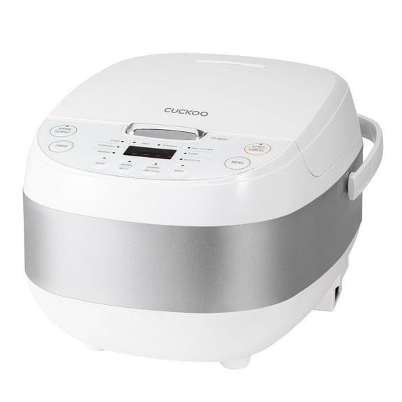 CUCKOO 12-Cup (Cooked) Rice Cooker, 10 Menu Options: White Rice, Brown Rice & More, Touch-Screen, Nonstick Inner Pot, CR-0605F, White/Silver