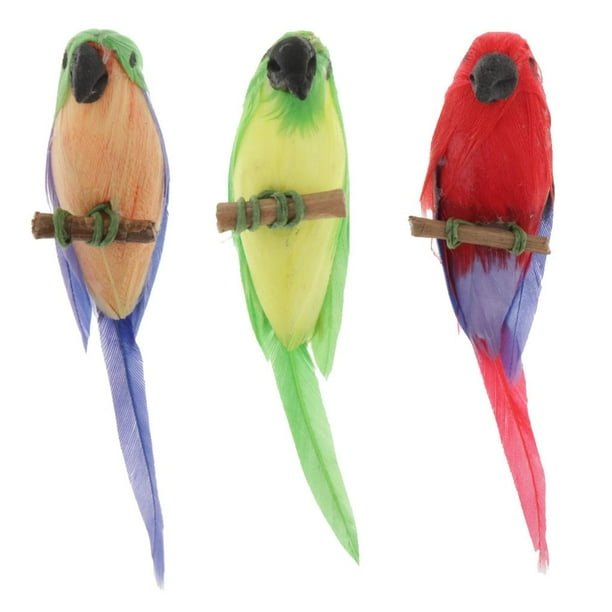 Loro de casa de muñecas,Loro de simulación hecho a mano,Modelos de loros de plumas de simulación,Pájaro de casa de muñecas en miniatura,Mini loro muñeca,Accesorios de jardín de hadas