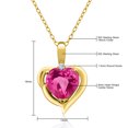 thumbnail image 4 of 18K Yellow Gold Plated Silver Pink Created Sapphire and White Moissanite Heart Shape Pendant Necklace for Women (1.82 Cttw, Heart 8MM, Gemstone September Birthstone, with 18 inch Chain), 4 of 5