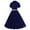 Dark Blue, variant on ITSAME Womens A-Frame Dress, Short Sleeve Lapel Pleated Elegant Tunic Maxi Dress Dark Blue S