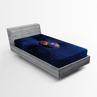 Ambesonne Dark Blue Fitted Sheet, Earth LGBT Colors, Twin Size, Dark Blue