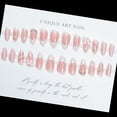 thumbnail image 2 of Uñas postizas adhesivas LPOODDNU almendradas rosa con lazo 3D y brillo, 24 piezas, 2 of 7