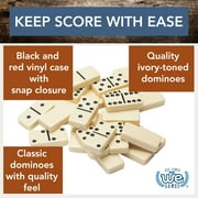 WE Games Classic Double 6 Dominoes Set for Adults with Vinyl Case, Club Size, Ivory