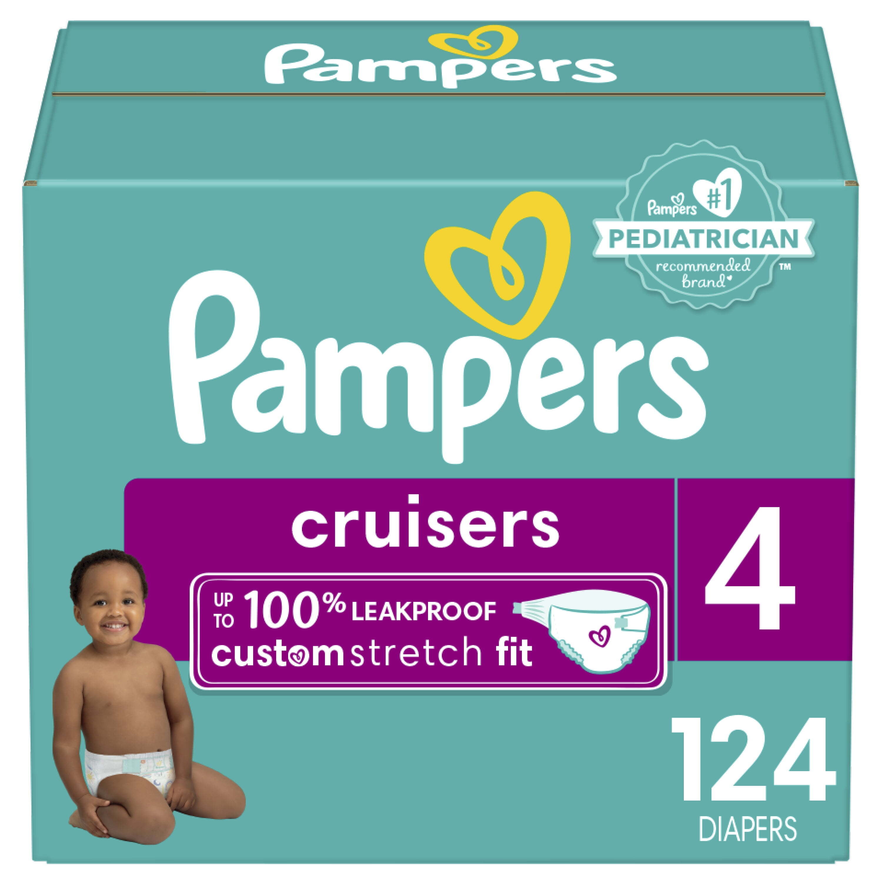 Free Shipping! Pampers Diapers Size 4 70 Count with Custom Fit