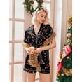 thumbnail image 3 of Ekouaer Christmas Pjs Satin Pajama Set for Women Family Matching Set Silk Button Down Top & Shorts Loungewear Set, 3 of 6