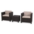thumbnail image 1 of Noble House Waverly 3 Piece Outdoor Wicker Print Conversation Set in Dark Brown, 1 of 14