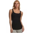 thumbnail image 2 of Felina Womens Ribbed Tank Top, 3-Pack, Soft Cotton Stretch, Black, Size Large (1012), 2 of 4