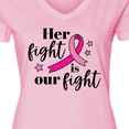 thumbnail image 4 of Inktastic Breast Cancer Awareness Her Fight is our fight Women's V-Neck T-Shirt, 4 of 5