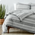 thumbnail image 3 of Bare Home Luxury Duvet Cover and Sham Set - Premium 1800 Collection - Ultra-Soft - Full, Stripe - Heathered Charcoal, 3-Pieces, 3 of 7