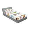 thumbnail image 3 of Ambesonne Colorful Fitted Sheet & Pillow Sham Set, Comic Koala Fox Faces, Full, Multi, 3 of 3