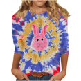 thumbnail image 1 of Liquidation d'Économies d'Été Staron Hauts d'Été pour Femmes Pâques Manches 3/4 Col Ras du Cou Hauts T-Shirts Basiques T-Shirts Habillés Décontractés Blouses Graphiques, 1 of 5