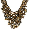 thumbnail image 4 of AeraVida Dramatic Evening Wear Brown Tones Tiger's Eye Stone Waterfall on Cotton Rope Toggle Clasp Bib-Style Necklace Jewelry Gifts for Women, 4 of 5