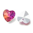 thumbnail image 2 of 10pcs Faceted Glass Charms Heart Back Plated Magenta 14x14x7.5mm Hole: 1.4mm, 2 of 2