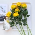 thumbnail image 3 of TETOU 12pcs Artificial Rose Flower Silk Fake Roses Real Touch for Party Wedding Centerpiece Bouquet Decor(Yellow), 3 of 7