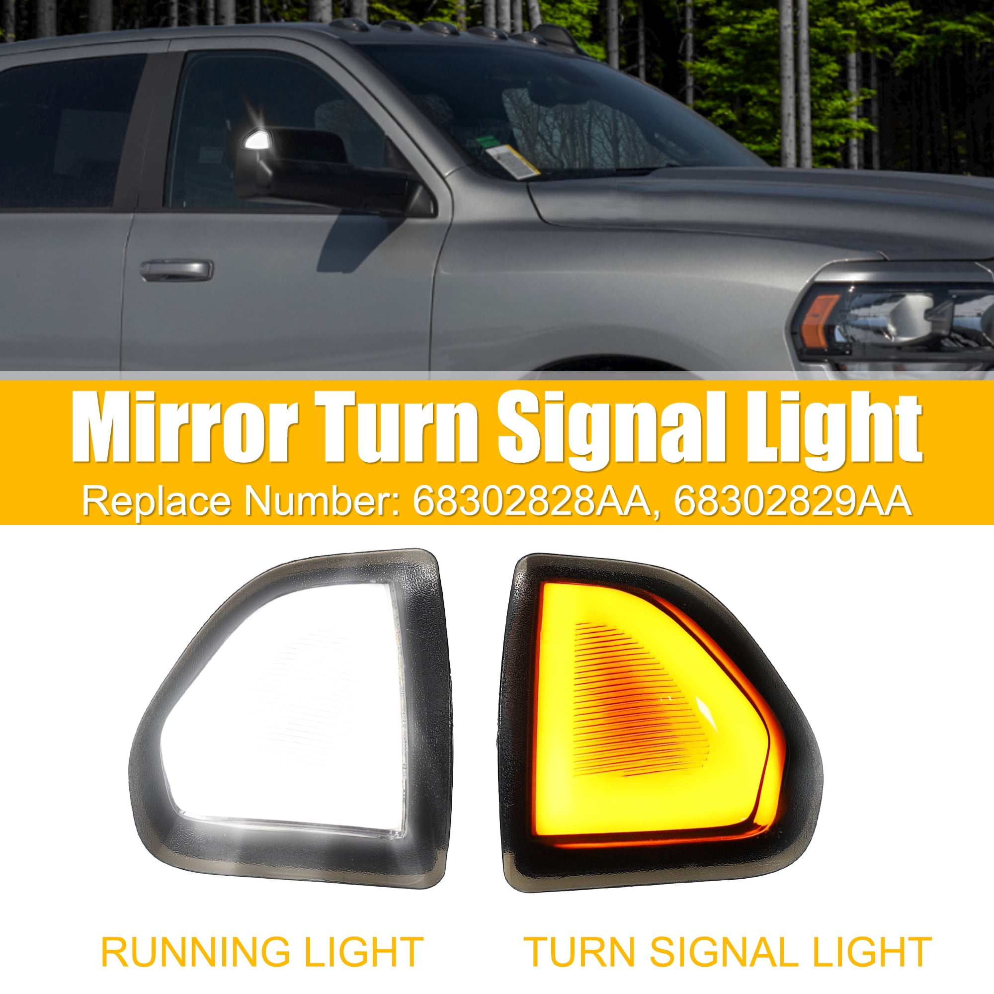 1 Pair Car LED Front Side Mirror Turn Signal Light 68302828AA