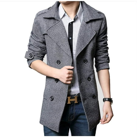 Double Breasted Mid Length Coat - Mens Mid Length Double Breasted Trench Coat