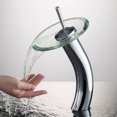 thumbnail image 2 of KRAUS Tall Waterfall Bathroom Faucet for Vessel Sink with Clear Glass Disk, Chrome Finish, 2 of 10