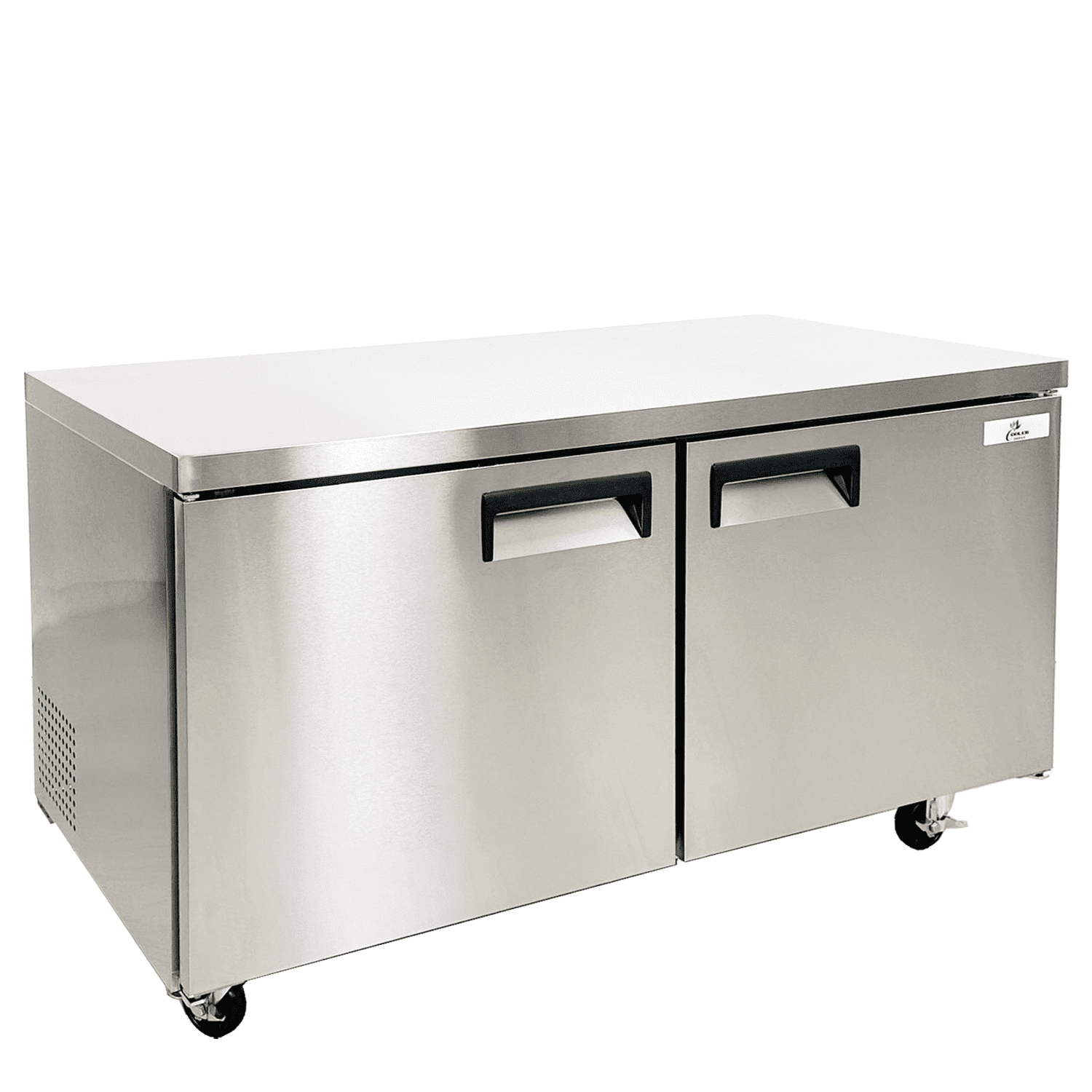 Cooler Depot 60 inch 9.55 cu.ft, 35 1/2" heigh Commercial Undercounter  refrigerator, 2 Solid Doors, Stainless steel exterior, NSF certified.