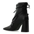 thumbnail image 4 of FSJ Women Fashion Strappy Square Closed Toe Ankle Boots Chunky High Heel Back Zipper Butterfly Lace-up Booties Dating Shoes Size Size 7.5 Black, 4 of 6