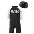 thumbnail image 2 of Kid Boys Chic Animals Printed One-Piece Rash Guard with Sun Hat 2pcs Swimsuit Pool Beach Bathing Suit (Black Palm, 6), 2 of 5