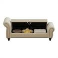thumbnail image 5 of Storage Bench With Arms, 64.5" Wood Upholstered Bench With Storage And Seating, Luxury Farmhouse End Of Bed Bench, Storage Ottoman Bench For Living Room Bedroom Entryway, 5 of 6