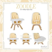 Evolur Zoodle 2 in 1 Baby High Chair in Light Grey, Easy to Clean, Adjustable and Removable Tray, Compact and Portable Convertible High Chair for Babies and Toddlers Light Gray