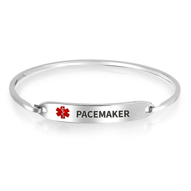 Bracelet d'Identification Médicale Pacemaker Élégant pour Femmes en Acier Inoxydable Gravé sur Mesure