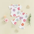 thumbnail image 2 of UAYOTSE Baby Girl Outfits Floral Summer Clothes 9 12 18 24 Months Infant Waffle Short Sleeve Tops + Shorts Set,Sizes 4-5 Years, 2 of 4