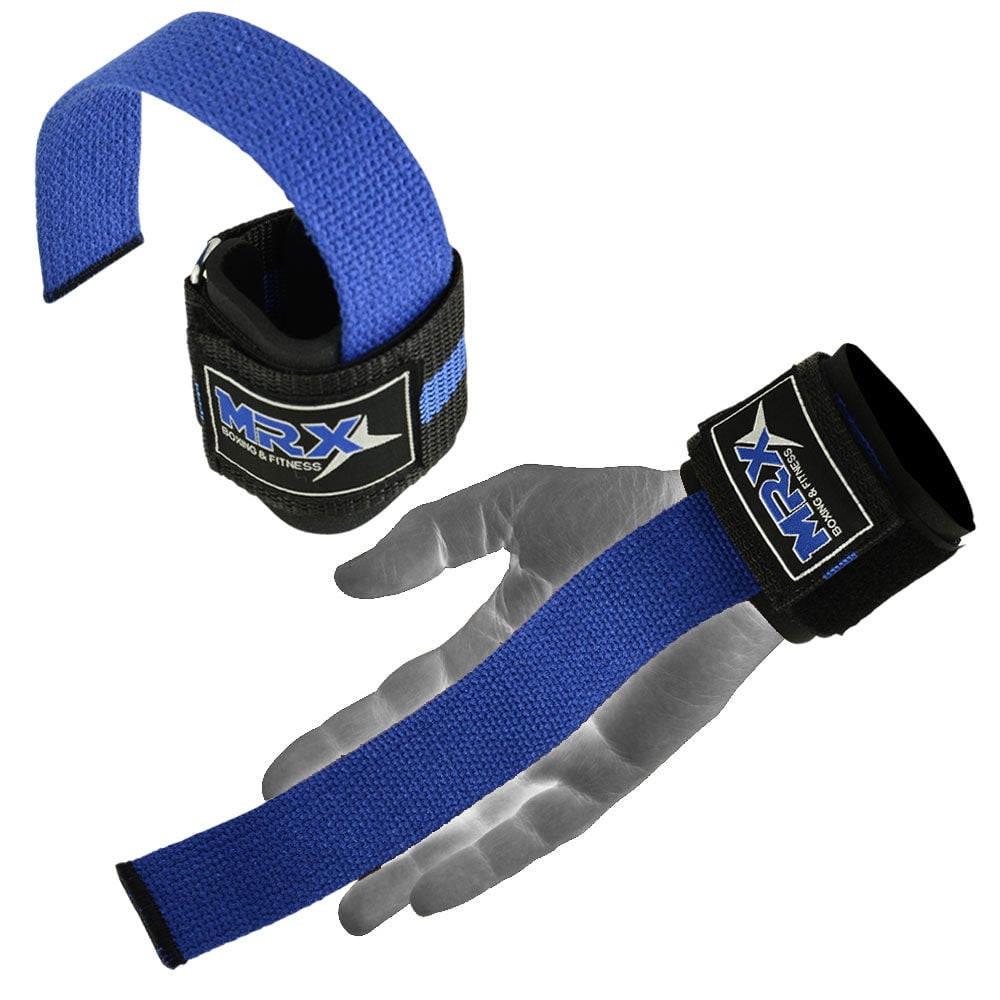 MRX WEIGHT LIFTING BAR STRAPS WITH WRIST WRAPS HEAVY DUTY BODYBUILDING