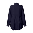 thumbnail image 6 of Uaswgudfs Women's Long Sleeve Polo Collar Button Down Shirt with Ruffled Hem, Casual Loose Fit for Fall, Lightweight Basic Shirt Blue S, 6 of 6