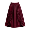 thumbnail image 6 of Jsaierl Women's Casual Cargo Maxi Skirt, Elastic Waist Ruched Long Skirt with Side Pockets, Breathable A-Line Skirt for Streetwear Outdoor Daily Wear, 6 of 6