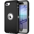 thumbnail image 1 of HSHDLDF for iPhone SE 2022/2020 Case Built-in Screen Protector Shockproof Dust/Drop Proof 3 in 1 Full Body Rugged Heavy Duty Durable Cover for Apple iPhone SE 3rd/2nd Gen 4.7,Black/Grey, 1 of 7