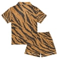 thumbnail image 2 of Silky Satin Kids' Pajama Set Breathable & Smooth Unisex Button-Down Pajamas Tiger Stripes Pattern, 2 of 8
