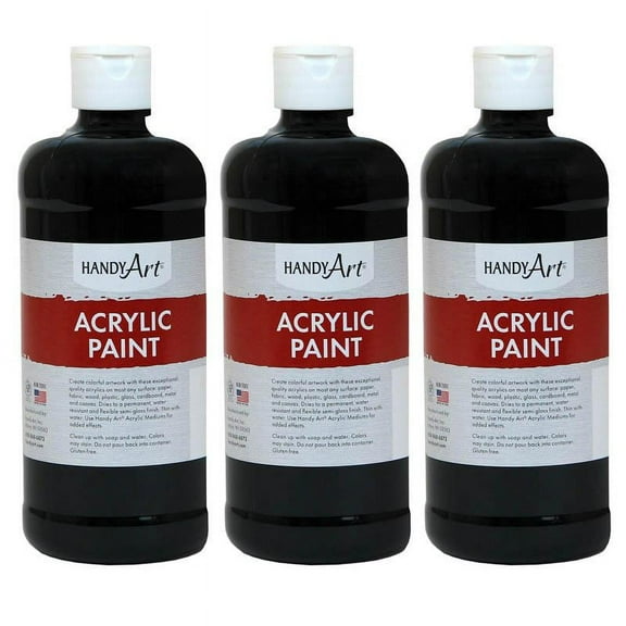 Handy Art Acrylic Paint 16 oz Mars Black Pack of 3 (RPC101100-3)
