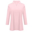 thumbnail image 3 of TQWQT Womens Collared Shirts 2024 Trendy V Neck Summer Tops 3/4 Sleeve Spring Tops Loose Fit Blouse Dressy Casual Basic Tees Tops Light pink M, 3 of 4