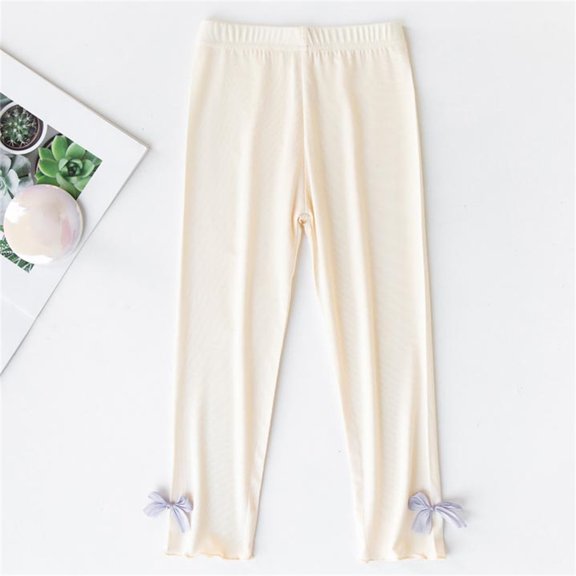 JUSLIO Girls Leggings Bow Elastic Waist Solid Color Cotton Back to School Joggers Pants 2 Years