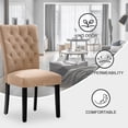 thumbnail image 4 of Foredo Velvet Dining Chairs, Modern Upholstered Dining Room Chair, Side Chairs with Button Tufting and Nailhead Trim for Kitchen Dining Room, Set of 2, Tan, 4 of 7