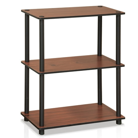 Furinno 3-Tier Industrial Bookcase Compact Bookshlef Multipurpose Open Storage Shelf Display Rack,Dark Cherry