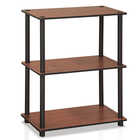 Furinno 23.6 W x 11.6 D x 29.5 H 3-Shelf Freestanding Shelving Unit, Dark Cherry and Black