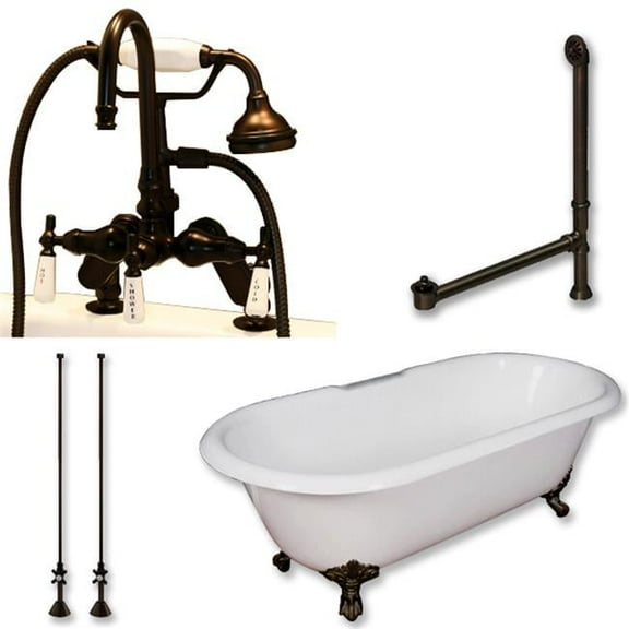 Cambridge Plumbing  Cast Iron Double Ended Clawfoot Tub- Oil Rubbed Bronze - 60 x 30 in.