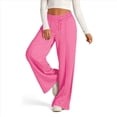 thumbnail image 2 of Pantalones Deportivos de Pierna para Mujer, Holgados, con Cordón Elástico, de Cintura Alta, Estilo Palazzo. Rosa L, 2 of 7
